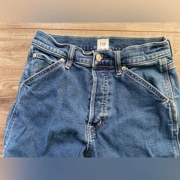 GAP ankle length carpenter high rise carpenter jeans slight acid wash - Picture 4 of 15